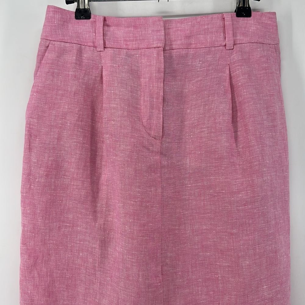 Talbots 100% Linen Pink Midi Skirt with Slit - Picture 7 of 16